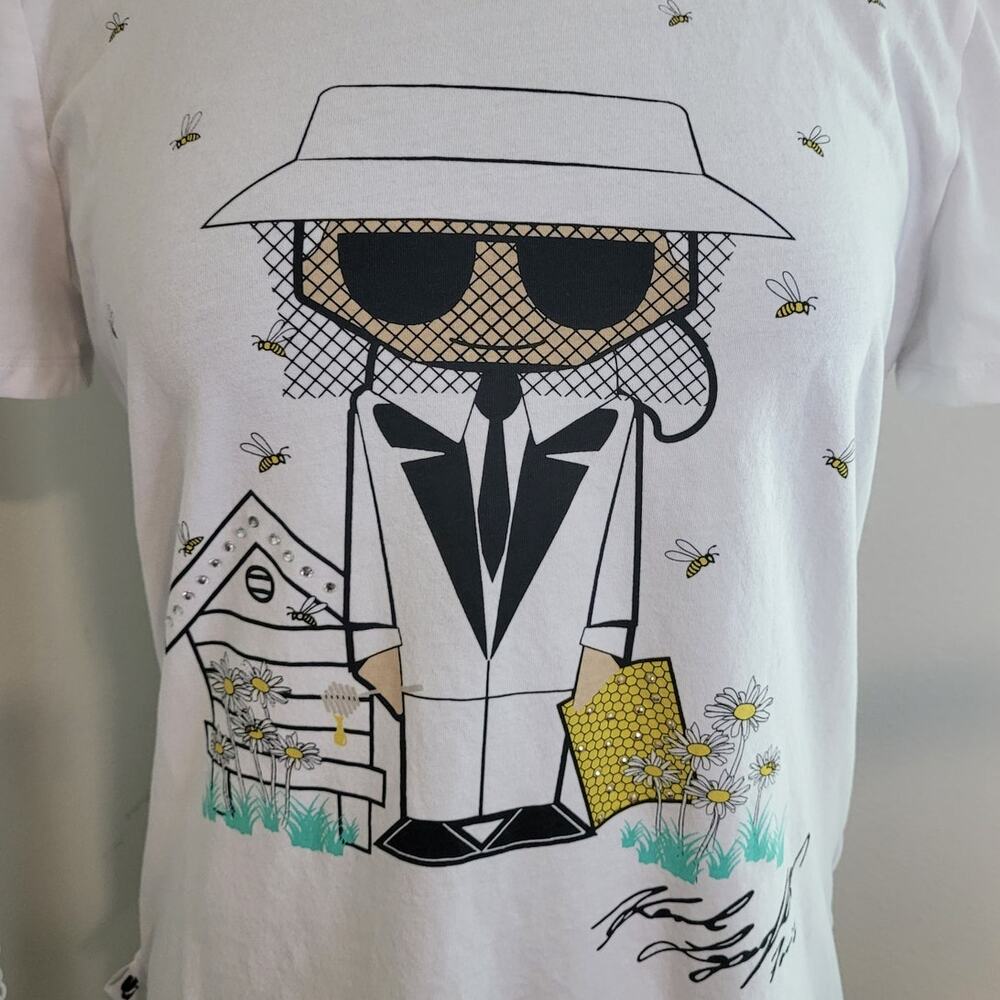 Karl Lagerfeld Paris Cotton Jersey Beekeeper KARL TEE Size M Logo Designer